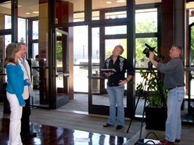 Crook & Chase and their tv crew shoot at the Country Music Hall of Fame